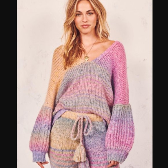 Loveshackfancy Rio Rainbow Wool super fine Alpaca merino Pullover Sweater XS/S - Picture 1 of 16